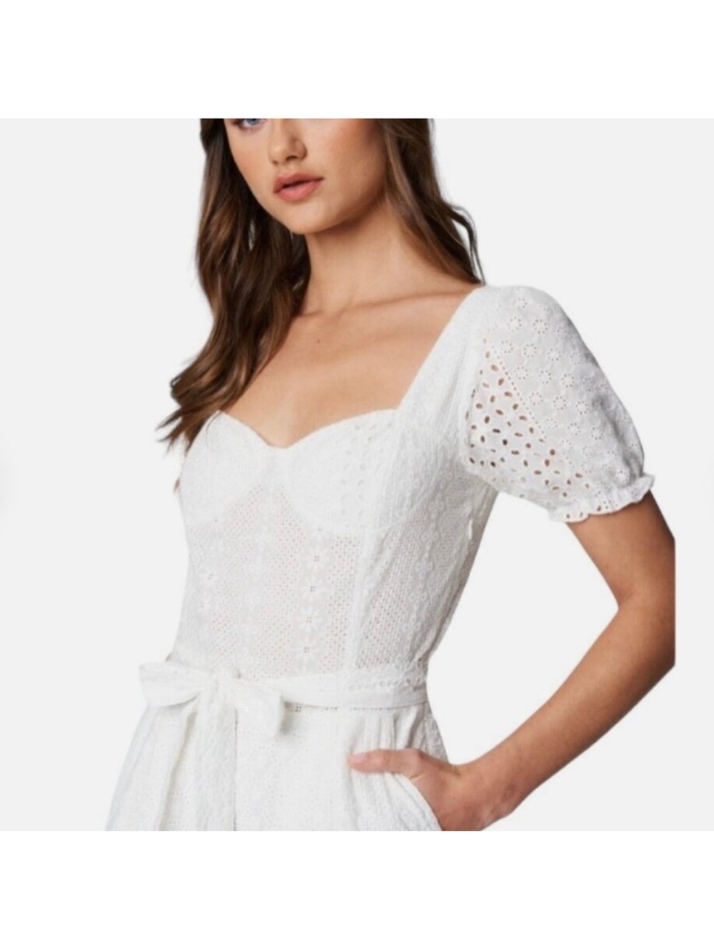 Blank NYC White Eyelet Puff Sleeve Romper - Picture 3 of 9